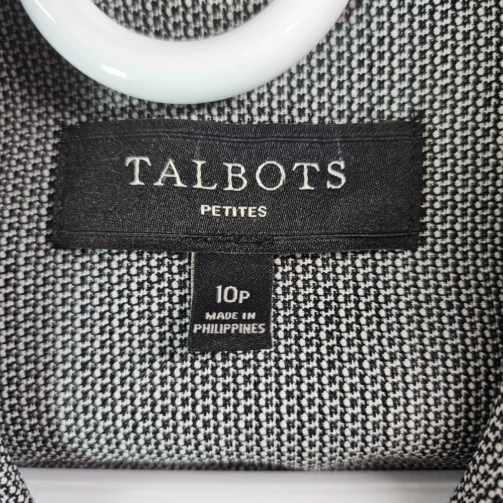 Talbots Wool Blend Blazer Suit Jacket Women 10 Petite 2-Button Gray Black Office